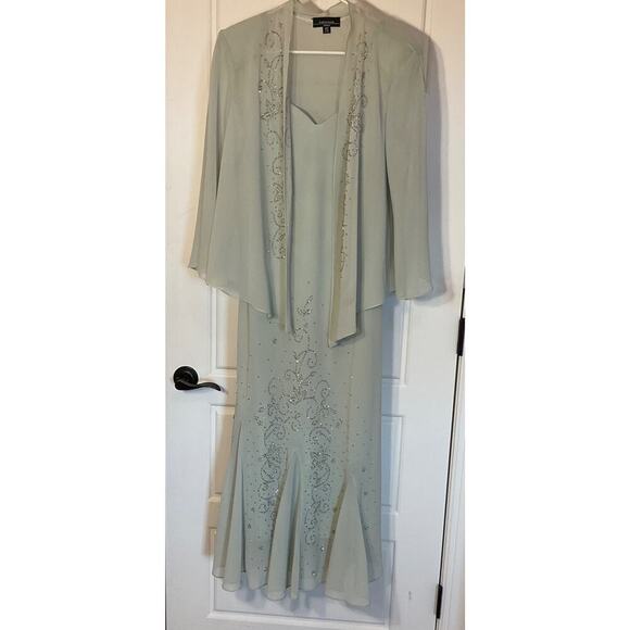 R&M Richards Jackets & Blazers - R&M Richards Mint Green Long Formal w/Matching 3/4 Sleeve Jacket Petite 16